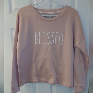Rae Dunn “Blessed” Pink Sweatshirt – Size Small